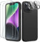 JETech 5 in 1 Silikon Hülle für iPhone 14 6,1 Zoll, mit 2 Stück Schutzfolie und Kameraschutz, Full Screen Panzer Schutz Glas Folie Displayschutz Kamera, Stoßfest Handyhülle (Schwarz)