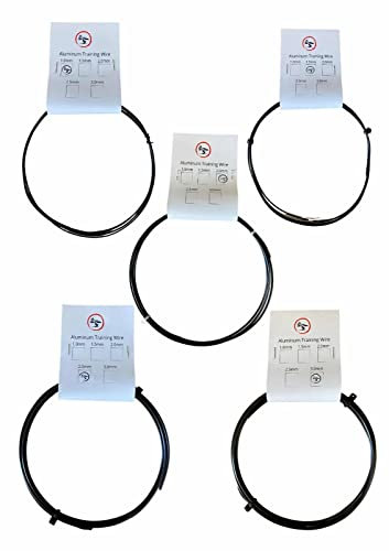 Bonsai2u Tree Anodized Aluminium Bonsai Training Wire 5-Size Starter Set - 1.0mm, 1.5mm, 2.0mm, 2.5mm, 3.0mm (10 Metre Total) - (5 Sizes, Black)