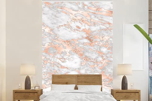 Selbstklebend Tapete Wandpapier Wandaufkleber Fototapete Tapeten Wanddeko 225x350 cm Marmor - Grau - Roségold - Luxus - Marmoroptik