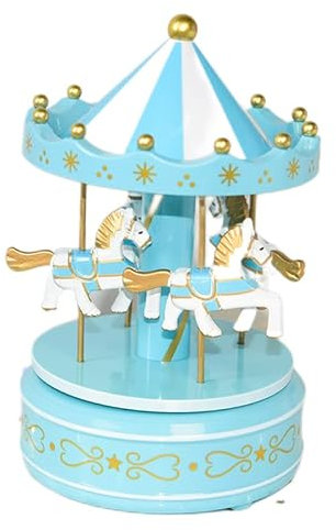 Spieluhr, Karussell, Geschenk, Weihnachten, Hochzeit, Geburtstag, Dekoration, Kuchendekoration für Mädchen, Mutter, Tochter, Valentinstag, Erntedankfest, Geschenk (blau)