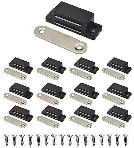 Lockimo Türmagnet Magnetschnäpper Magnetverschluss Türmagnete - 12 Stück Tür Magnete für Möbel Schrankmagnete Selbstklebend Stark Schrank (Schwarz)