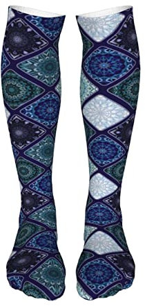321 Damensocken 50Cm Blaue Mandalas Anzugsocken Fun Kunst Socken Modische Socken Für Karneval, Oktoberfest, Geschenke
