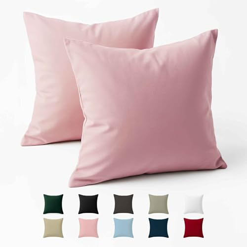 Kissenbezug 65 x 65 Baumwolle Renforcé (2er-Set) - Rosa - Dicht gewebt mit 57 Fäden/cm² - Kissenbezüge 65 x 65 cm - Oeko Tex Zertifiziert - Dreamzie