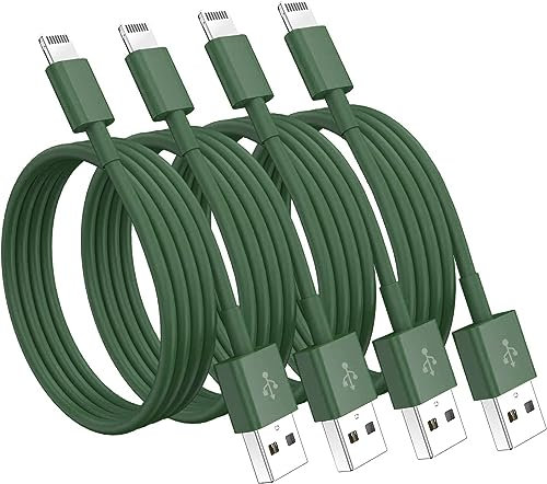 Susnwere 4 Pack Apple MFi Certified Lightning Cable 1ft, Fast iPhone Charging Cord for iPhone 13/12/11/X/8/7, iPad, AirPods (Green)