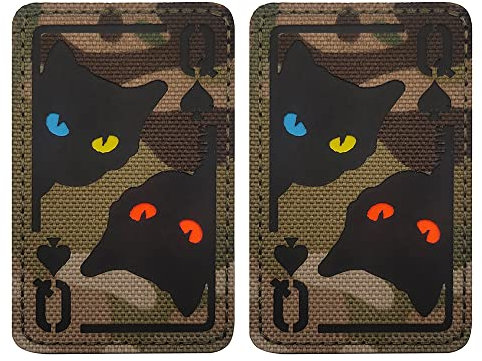 IR Infrarot Reflektierende Queen of Spades Applikation, leuchtet im Dunkeln, leuchtende Katzenaugen, Nähapplikation, taktische Militär-Moral-Emblem-Abzeichen