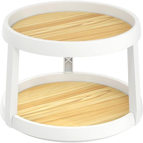 Simple Houseware 10-Inch 2 Tier Lazy Susan Multifunctional Organizer, Oak