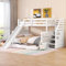 FEZTOY Etagenbett 90 x 200 +140 x 200 mit Schubladen und Rutsche, Hochbett Kinderbett mit Treppe, Stauraumbett, Multifunktionales Kinderbett, Stockbett, Jugendbett, Doppelbet