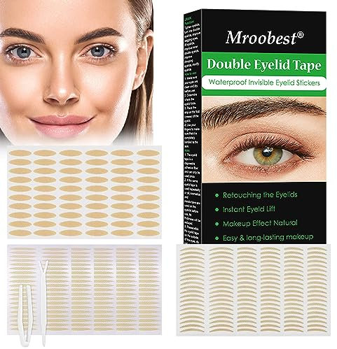 TruuMe 600 Stück Schlupflider Stripes, Schlupflider Tapes, Augenlid Stripes, Augenlidklebeband, Double-Sided Eyelid Tapes, Unsichtbares Doppelte Augenlid Stripes, mit Gabelstangen Pinzette