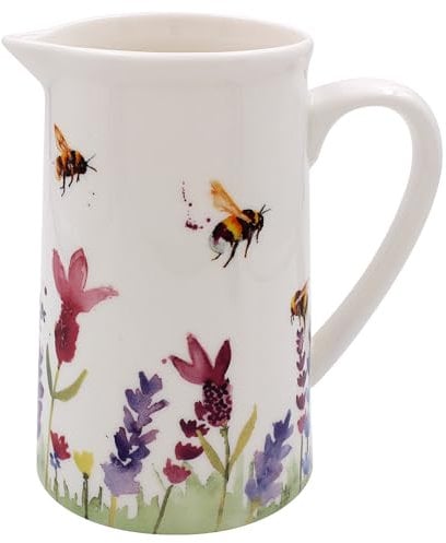 Lesser & Pavey Krug in Großbritannien für Küche und Zuhause, hübsch bedruckter Krug für Milch, Wasser, Saft und andere Bedürfnisse, Lavendel- und Bienenkrug für Heim- und Büroküchen – Jennifer Rose