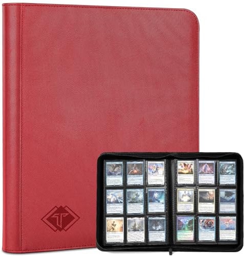 Trading Card Binder, Card Binder Album Folder Book Fit for MTG Baseball Football Sports Cards, Easy to Use Card Collection Binder (Red, 432 Pockets)
