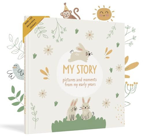 HuBorns -Baby-Erinnerungsbuch & Baby-Aufzeichnungsbuch, 50+ Seiten und Aufkleber Babybuch-Erinnerung, neue Babygeschenke & Baby-Essentials für Neugeborene, Baby-Tagebuch von Geburt bis 5 Jahre