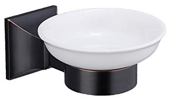 Porte-Savon en céramique for Douche, Barre Ronde Murale en Laiton, Porte-Savon for Salle de Bains et Cuisine, Panier à Savon en Bronze Noir de Style européen