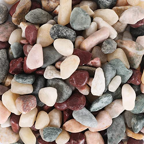 Ausluru 5lbs Natural River Rocks, Polished Pebbles for Plants Garden, 0.3-0.8 inch Decorative Countryside Stones, Ideal for Fish Tank, Vases, Home Decor and Garden Landscaping,Countryside