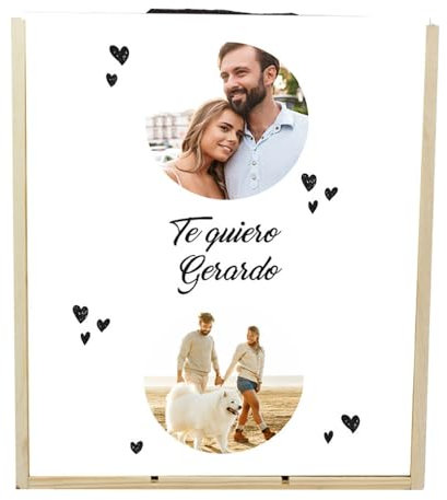 CALLE DEL REGALO Boîte de bouteille de vin personnalisée avec photo (boîte pour 3 bouteilles)