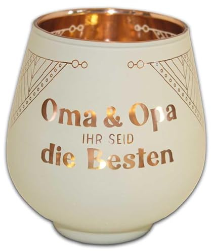 Blechwaren Fabrik Braunschweig GmbH Windlicht aus Glas - gelaserte Schrift - Oma & Opa sind die Besten - KKL07 Windlichtglas Kultlicht