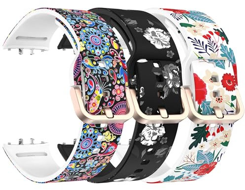 Chofit Bracelets compatibles avec Samsung Galaxy Fit 3, bracelet de rechange en silicone souple motif floral pour SM-R390 Galaxy Fit3, Silicone