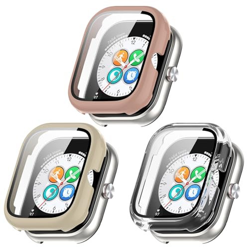 Funda compatible con Honor Choice, con protector de pantalla resistente a los arañazos, protección de policarbonato duro para reloj inteligente Haylou Watch Accesorios (3 unidades)