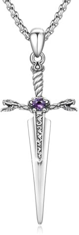 ZIPPICE Schlangen Kette Herren 925 Sterling Silber Schwert Halskette Silber Schlangen Halskette Gothic Halskette Gothic Schmuck für Damen Schlangen