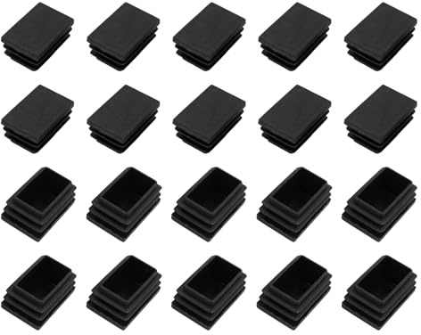 METALLIXITY Embouts Rectangulaires (30 x 20mm) 24 Pièces, Embouts de Protection en Plastique pour Tubes Rectangulaires avec Filetage - pour Pieds de Meubles, Tables, Chaises, Noir