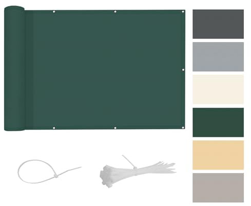 COOL AREA Balkon Sichtschutz Balkonumspannungen PES Wasserdicht wetterfester mit Kabelbinder,90x100cm,Dark Green(Benutzerdefinierte)