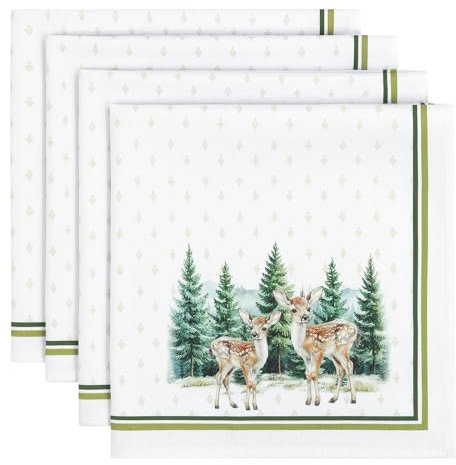 Arquiel Servietten Waldland Kiefer 4er-Set, Stoffservietten 100% Baumwolle Weiches Hochwertige Wiederverwendbare Esstisch Servietten Perfekt für Hochzeiten Küche Haushalt Party(45×45cm)