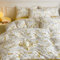 Nayoroom Bettwäsche Baumwolle 135x200 4teilig Golden Weiß Herbst Blätter Zweig Pflanzen Superweiches Deckenbezug Set - 2 Bettbezüge und 2 Kissenbezüge 80x80 mit Reißverschluss