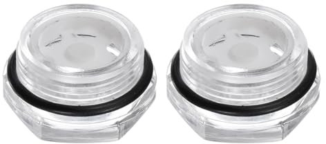 QUARKZMAN 2pz Vetro Spia Olio Compressore Aria M26 x 1.5mm Indicatore Livello Liquido Maschio Indicatore Olio Testa Esagonale Plastica O-Ring per Raccordi Compressore Aria, Trasparente