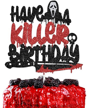 Have a Killer Birthday Cake Topper, Halloween Scary Bloody Birthday Cake Decor, Horror Movie Party, Halloween Zombie Vampire Party Decorations Supplies
