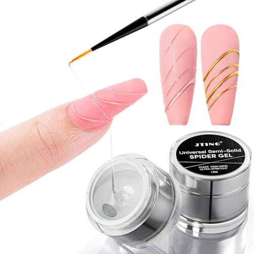 BSMKCL Spider Gel für Nägel Kunst, 3D Klar Elastisch Malerei Draht Zeichnen Nail Art Polish, Chrompulver für Linie Sculpting Gel, Soak Off UV LED Gel Polish Maniküre DIY Nageldesigns
