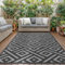 GENlMO Outdoor Teppich Wetterfest 120x180cm Picknickdecke Plastik-Strohhalm Matte UV-bestandig Camping Teppich Waschbarer Outdoor Teppiche fur Garten, Balkon,Pool, Deck, Hinterhof, Schwarz & Grau