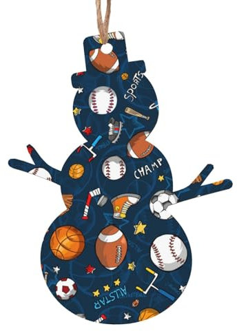 Sport Baseball Spiel Druck Weihnachten Holz Ornament Familie Weihnachtsbaum Dekoration für Innen und Außen