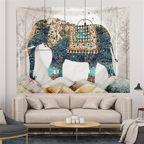 Hixingo Wandteppich Wandbehang Wandtuch, Tapisserie Aesthetic Zuhause, Wandkunst für Zimmer, Tapisserie für Wohnzimmer Schlafzimmer Wohnheim Wanddeko (Retro-Elefant 6,300 * 190CM)