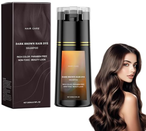 Haarfärbe-Shampoo Für Schnelle Und Natürliche Farbabdeckung – Graue Haare Färbeschampoo Für Frauen & Männer, Mit Natürlichen Inhaltsstoffen, Einfache Anwendung,(Braun, 200ml)