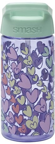 Smash Water Bottle 450ml - Hearts, Purple