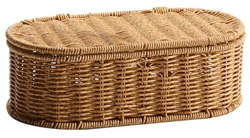 Wzxksoac Home Basket Kitchen Organizer-Dust-Proof Cutlery Frame Bohemian Imitation Rattan Storage Basket-Woven Storage Box Trumpet