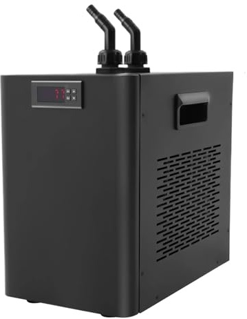 SHEHUALI Wasseraufbereiter für Aquarien, Aquarium-Kühlgerät, 270 W Kapazität, Reiner Verdampfer, Echtzeit-Temperaturanzeige, einstellbar von 0,5–50 °C, eingebauter Lüfter