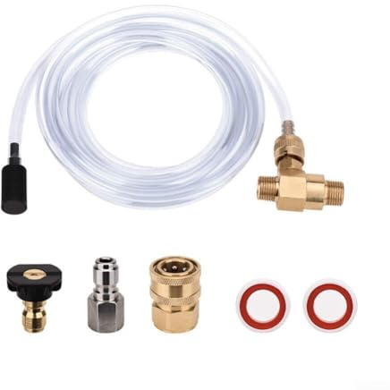 Pressure Washer Soap Injector Set 3/8 Threaded with Adjustable Valve and 3 Meter Hose, Compatible with 5000 PSI Pressure Washer Pumps