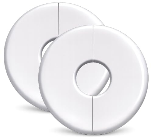 2 Pcs Wall Cable Grommets, 40mm Adhesive Hole Covers for 10mm Cables, White | Covers drilled holes and cable openings, with self-adhesive tape for easy installation and tidy cable management.