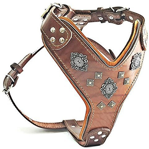 Bestia |Aztec| Leder Brustgeschirr für große Hunde. Bis 145 cm Brustumfang. 100% Leder. Handgefertigt. Top Qualität