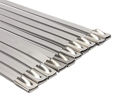 UKCable-Ties Strong Stainless Steel Marine Grade Metal Cable Ties 300mm x 4.6mm Zip Tie Wraps Exhaust - Pack of 10