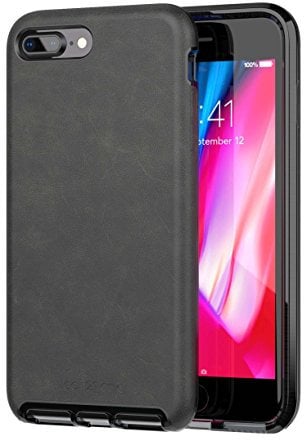 Tech21 Evo Luxe Premium Vegan Leather Protective Case for iPhone 7 Plus/iPhone 8 Plus, Black,T21-5991