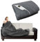 Electric Heated Throw Over Under Blanket Fleece Washable Polyester Warm Mattress (Grey)