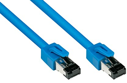 Good Connections PREMIUM Cat. 8.1 Patchkabel - 10 m - RNS Rastnasenschutz -S/FTP- 40GB/2000MHz - KUPFER-Leiter CU - Halogenfrei LSZH - Netzwerk-LAN-Kabel kompatibel zu CAT. 7 / 6A / 6 / 5e - BLAU