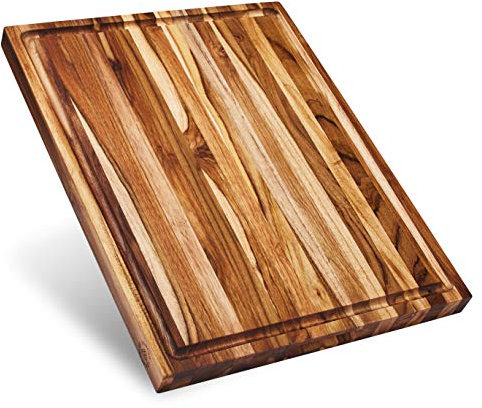 Sonder Los Angeles, Large Teak Wood Cutting Board for Kitchen with Juice Groove, Reversible Charcuterie Butcher Block 18x14x1.25 in (Gift Box Included)