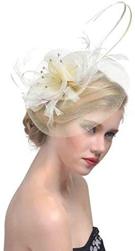 LONTG Fascinator Hut Damen Mädchen Mesh Blumen Stirnband Feder Haarspange Tea Party Kirche Cocktail Haar Clip Hut Hochzeit Braut Haarreif Vintage Haarschmuck Kopfschmuck Headwear Kostüm Zubehör