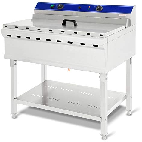 VERTES Friteuse aus Edelstahl 76 Liter Fassungsvermögen, 50-200°C, 9000W, 380V, Kaltzonenprinzip, Professionelle Gastronomie Fritteuse mit Untergestell, Fritöse mit Ablasshahn, 2 Frittierkörbe, Gastro