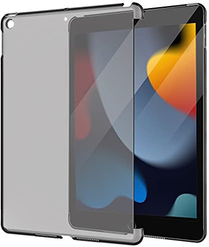 MoKo Case Compatible with iPad 9th Gen 2021 / iPad 8th Gen 2020 / iPad 7th Gen 2019 Semi-Transparent Protective Polycarbonate Case for iPad 10.2 2021/2020/2019 - Black Transparent