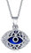 Protection Turque Collier De Style Vintage En Filigrane Bleu Marine Avec Pendentif Ovale En Forme D'Œil Du Mal Pour Femmes Ados En Verre De Murano .925 Argent Sterling Fabriqué En Turquie