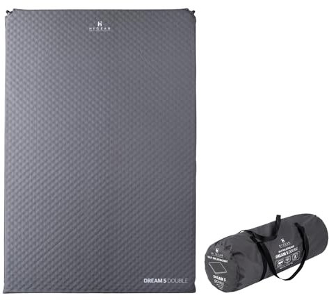 Hi-Gear Dream 5 Double Self-Inflating Mattress for Adults, Teens & Kids, Inflatable, Lightweight, Compact, Durable, SIM, Air Bed, Mat, Indoor & Outdoor Use, Camping & Festivals, Carry Bag, Grey