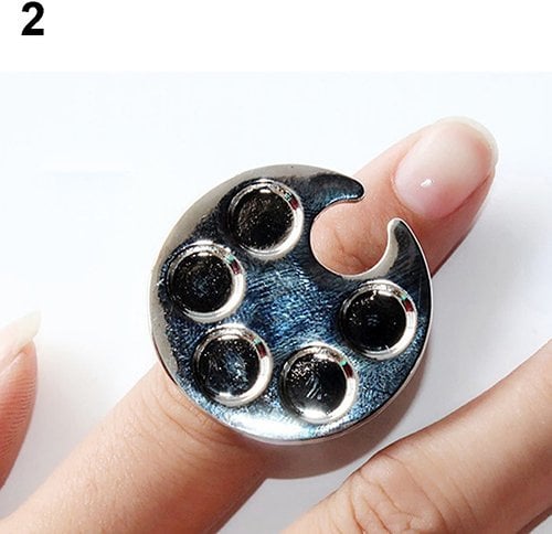 Brussels 1 Pc Women Mini Manicure Palette Metal Nail Art Polish Holder Paint Palette Finger Rings Manicure Cream Open Ring 2